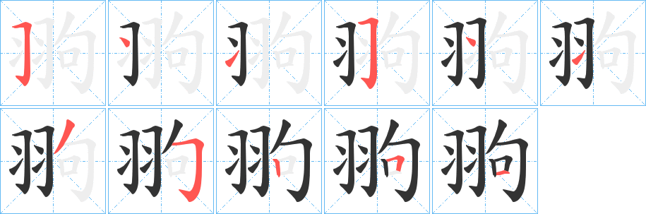 翑字筆畫寫法