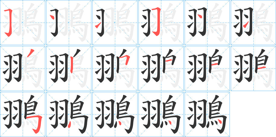 翵字筆畫寫法