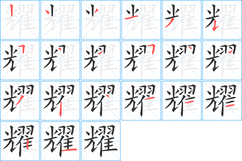 耀字筆畫(huà)寫(xiě)法