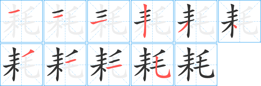 耗字筆畫(huà)寫(xiě)法