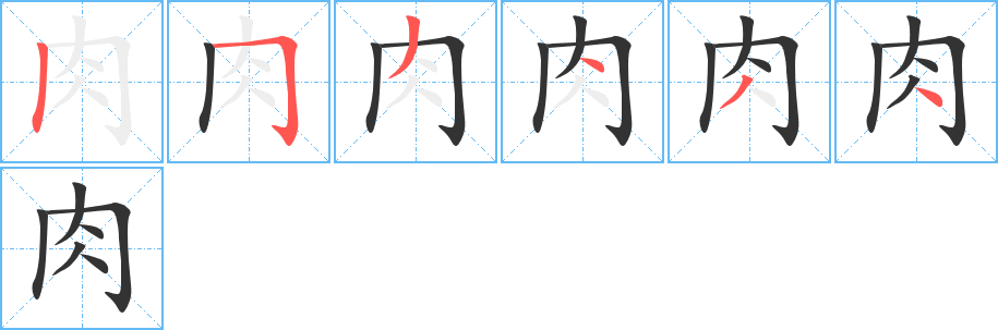 肉字筆畫寫法