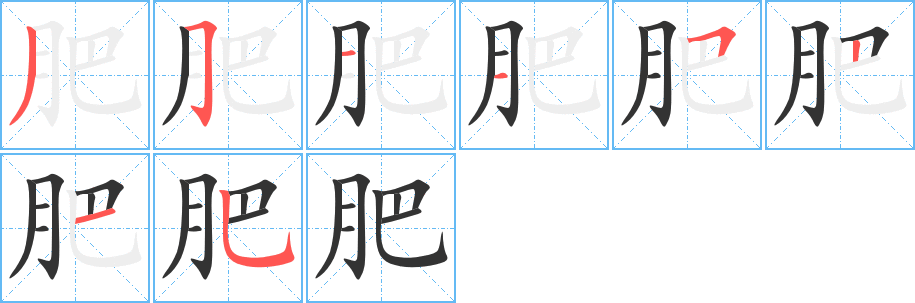 肥字筆畫(huà)寫(xiě)法
