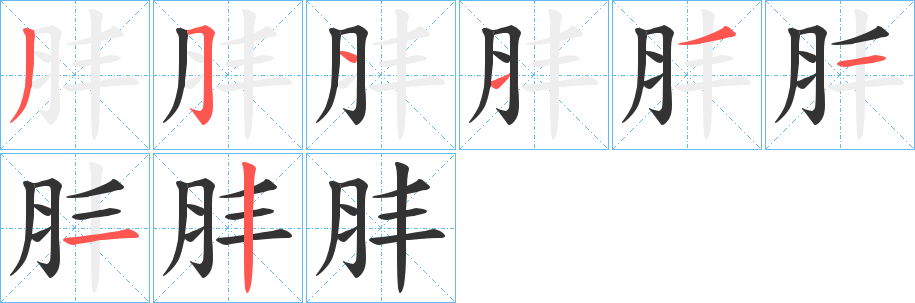 肨字筆畫寫法