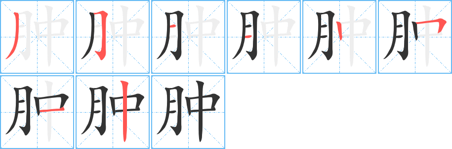 腫字筆畫寫法