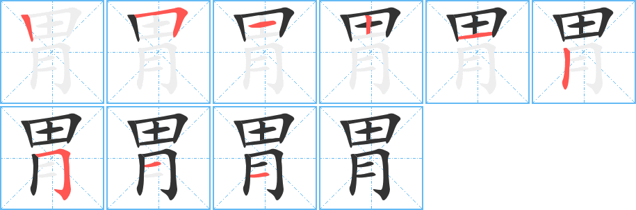 胃字筆畫寫法
