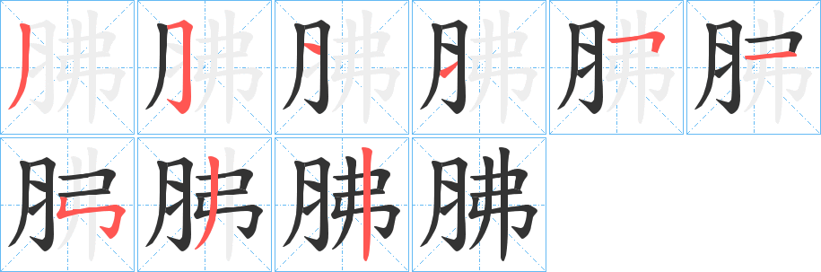 胇字筆畫寫法