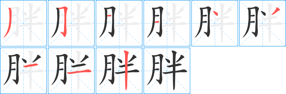 胖字筆畫寫法
