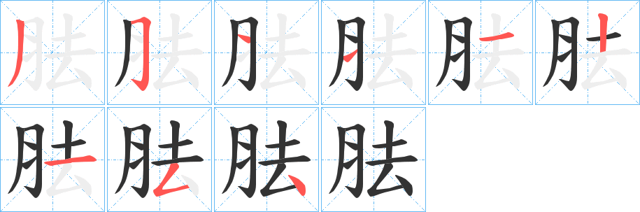 胠字筆畫寫法
