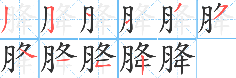 胮字筆畫寫法