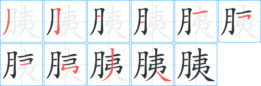 胰字筆畫寫法