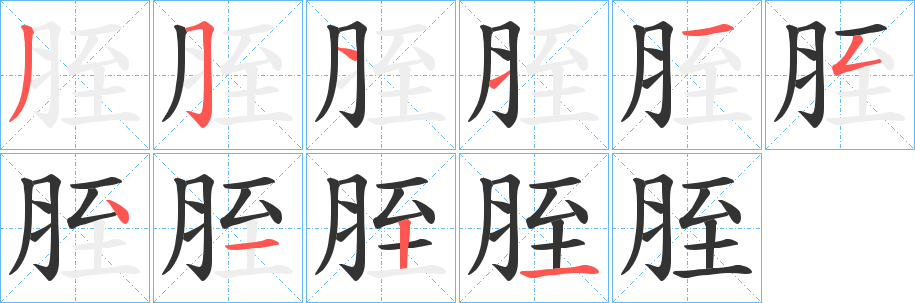 胵字筆畫寫法