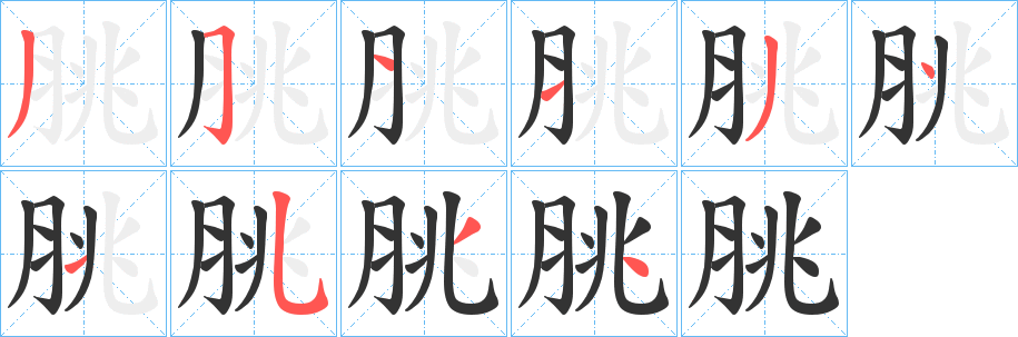 脁字筆畫寫法