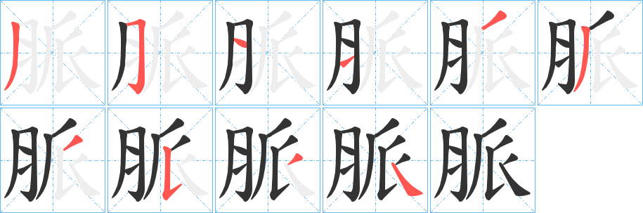脈字筆畫寫法