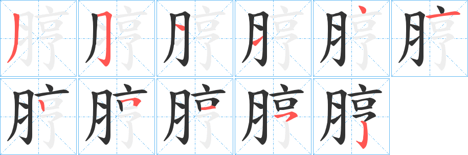 脝字筆畫寫法