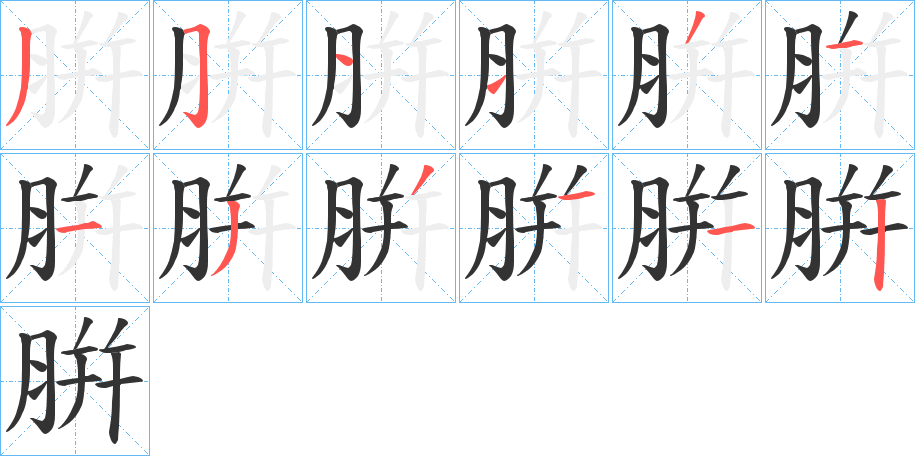 腁字筆畫寫法