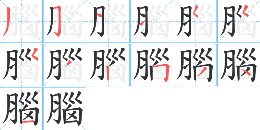 腦字筆畫寫法
