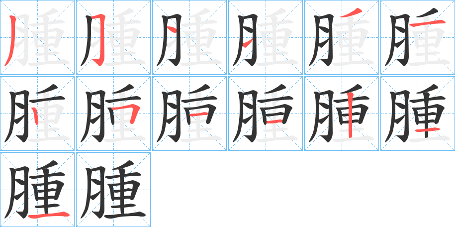 腫字筆畫寫法