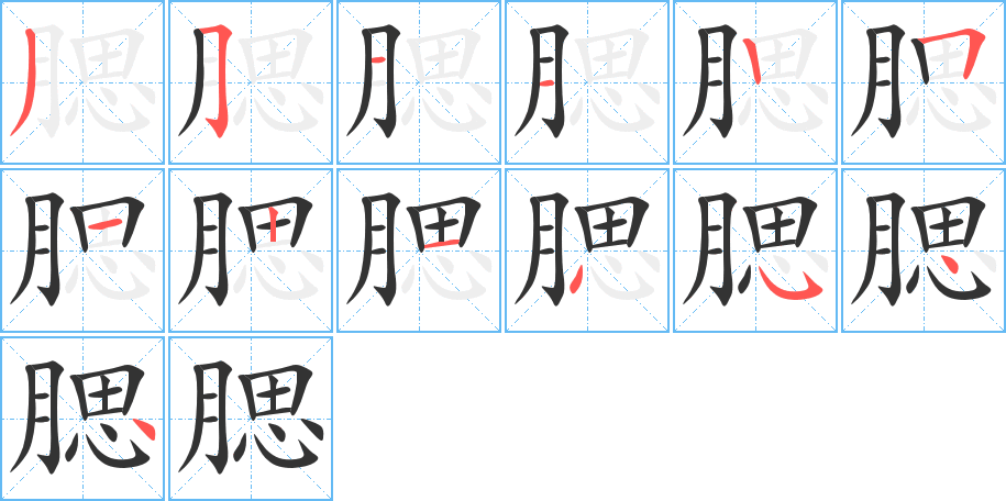 腮字筆畫寫法
