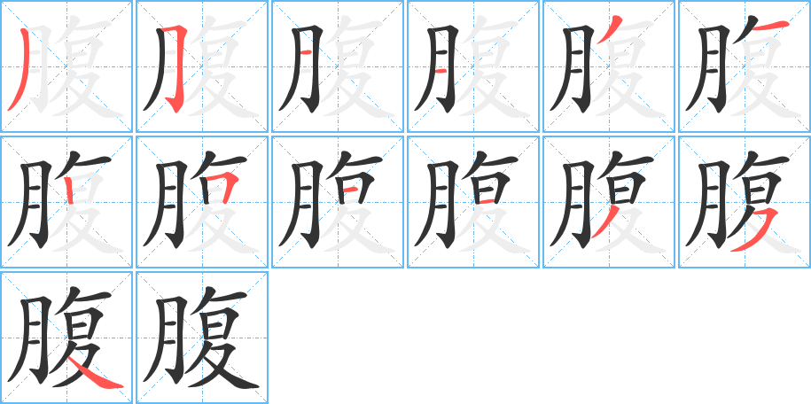 腹字筆畫寫法