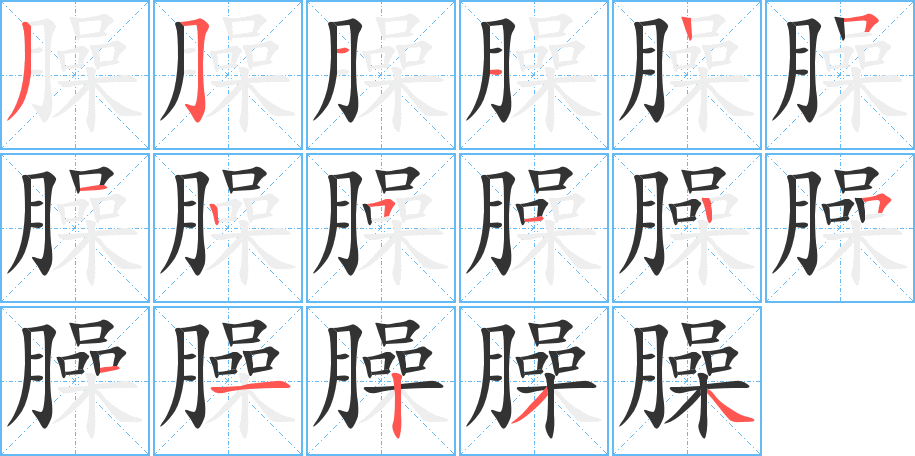 臊字筆畫寫法