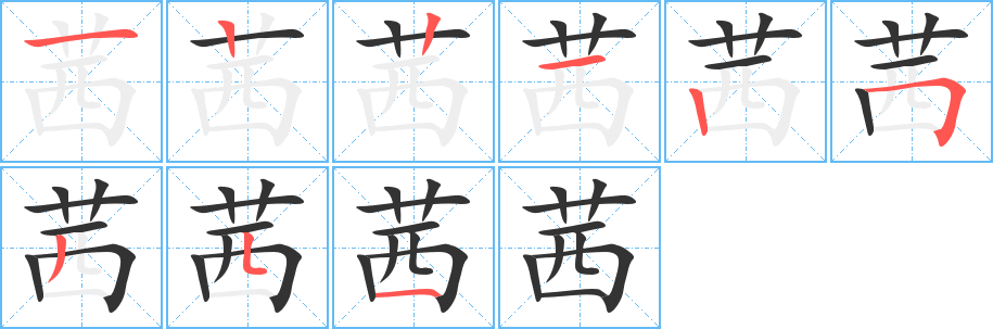 茜字筆畫寫法
