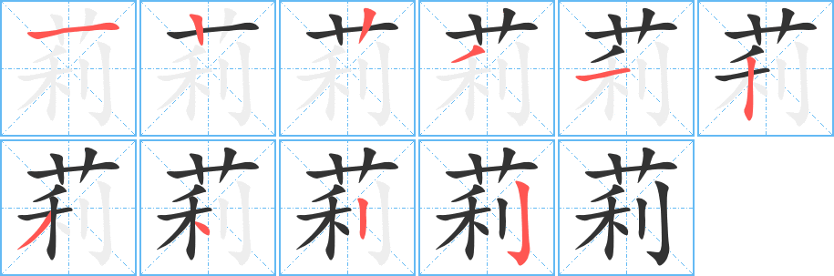 莉字筆畫寫法