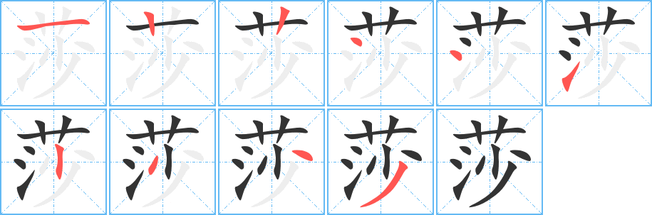 莎字筆畫寫法