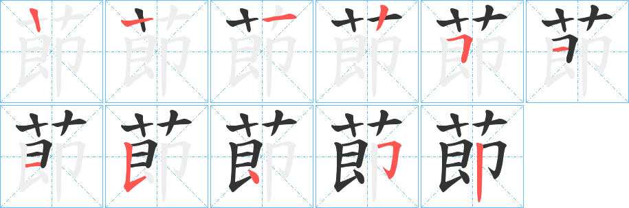 莭字筆畫寫法