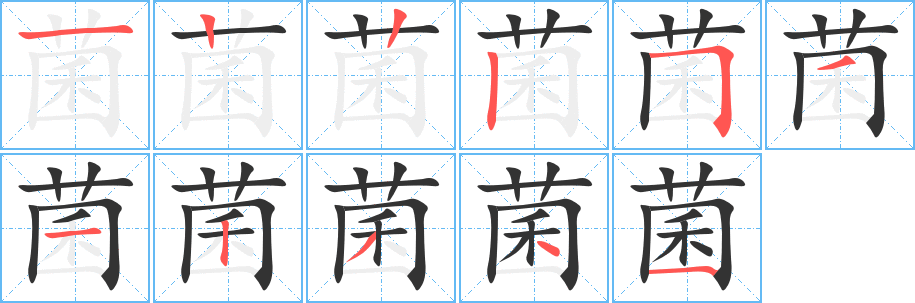 菌字筆畫寫法