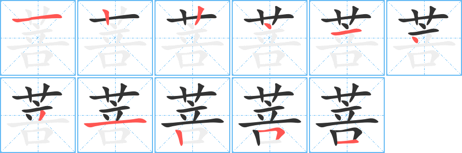 菩字筆畫(huà)寫(xiě)法