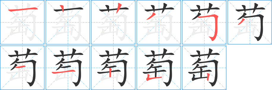 萄字筆畫寫法