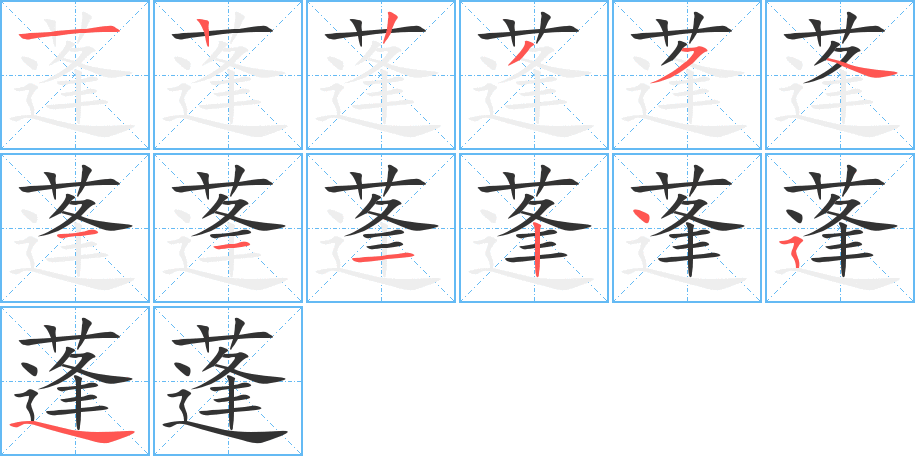 蓬字筆畫寫法