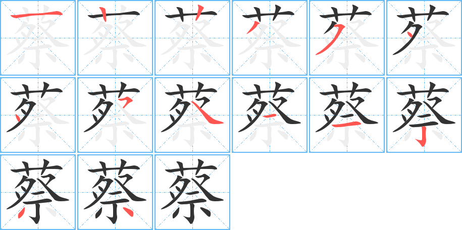 蔡字筆畫寫法
