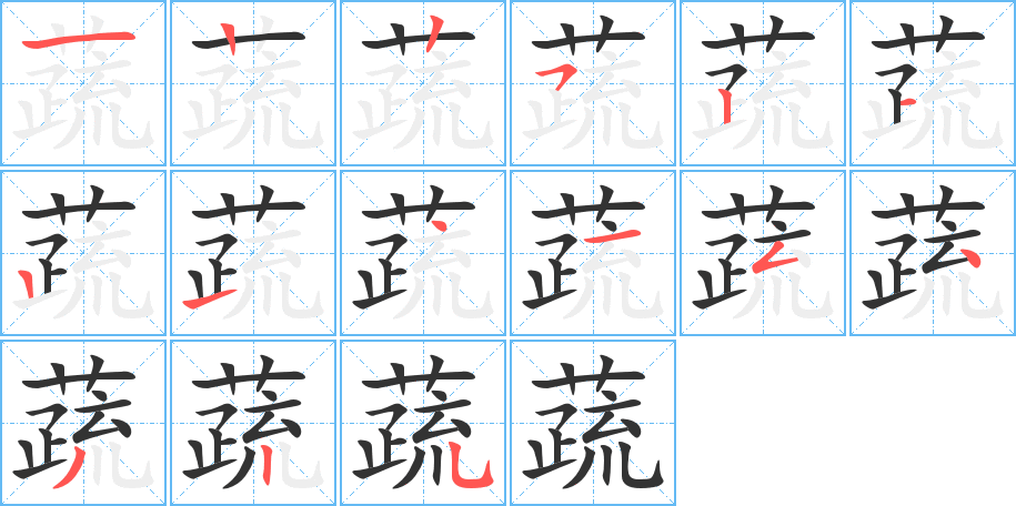 蔬字筆畫寫法