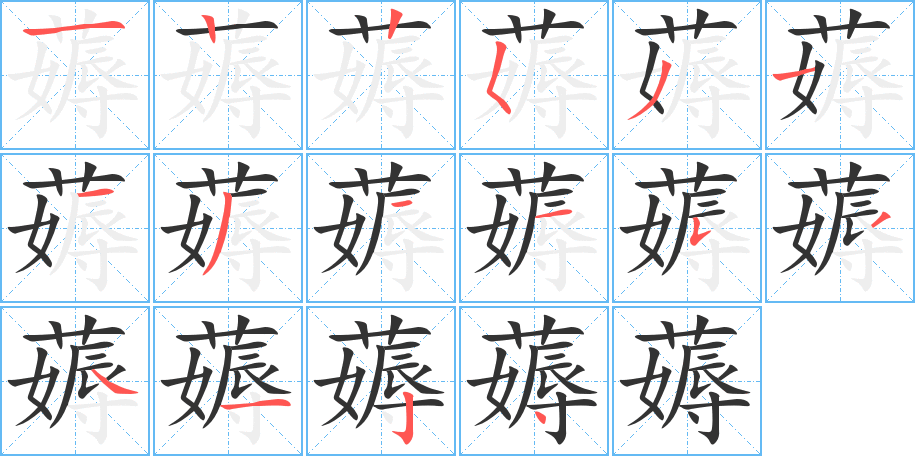 薅字筆畫寫法