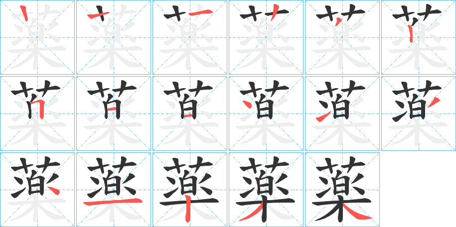 薬字筆畫寫法