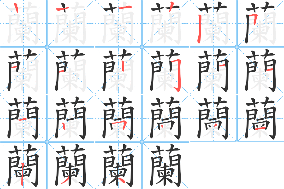 蘭字筆畫(huà)寫(xiě)法