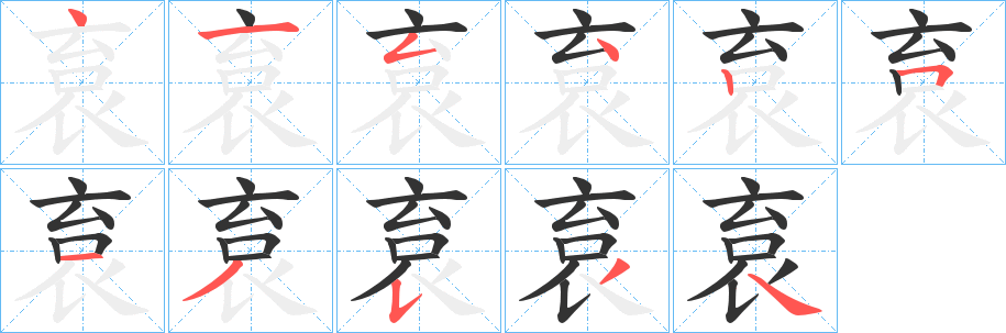 袬字筆畫寫法