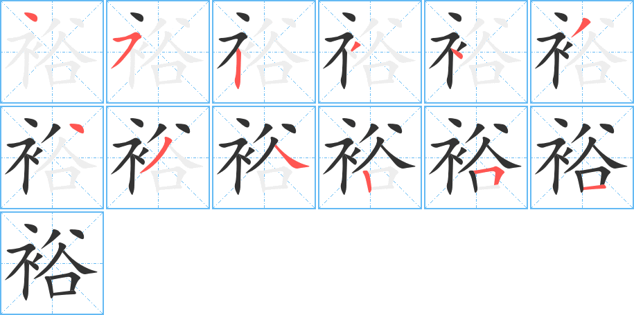 裕字筆畫寫法