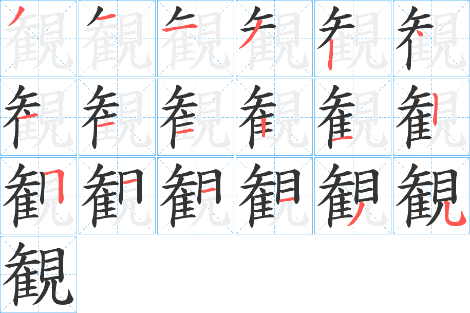 観字筆畫(huà)寫(xiě)法