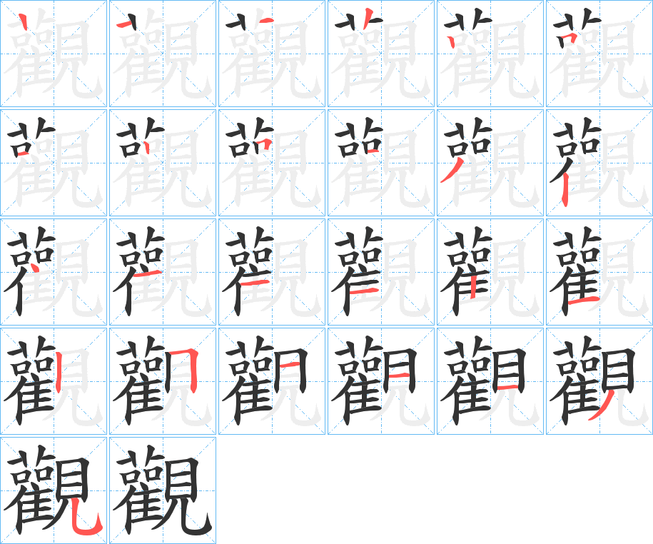 觀字筆畫寫法