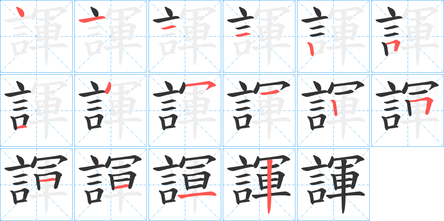 諢字筆畫寫法