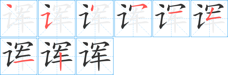 諢字筆畫寫法