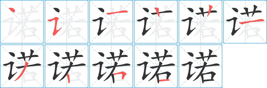 諾字筆畫(huà)寫(xiě)法