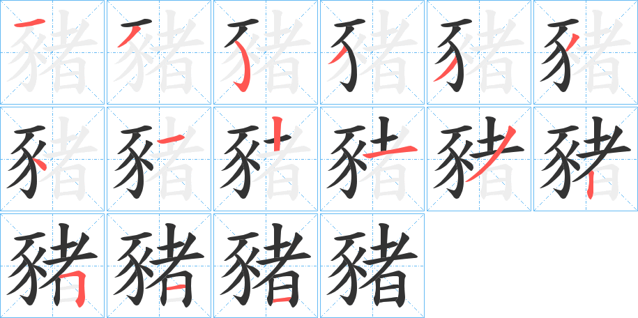 豬字筆畫寫法