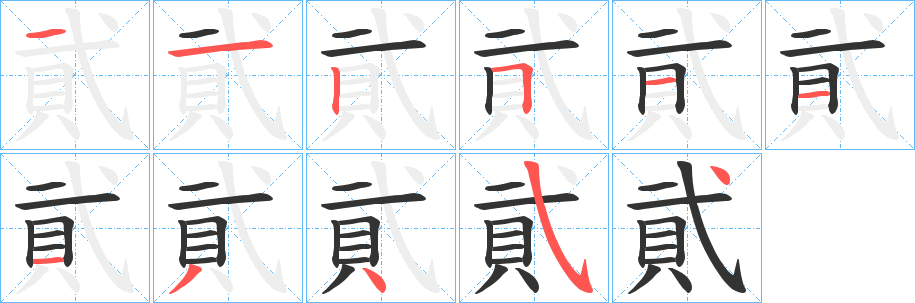 貮字筆畫寫法