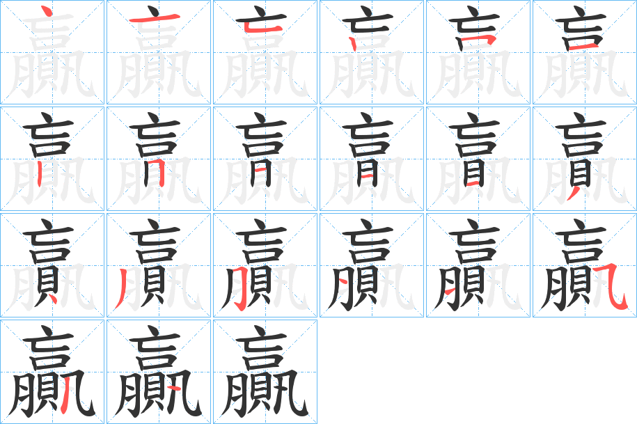 贏字筆畫寫法