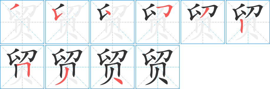 貿(mào)字筆畫寫法