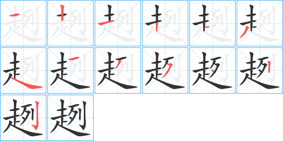 趔字筆畫寫法