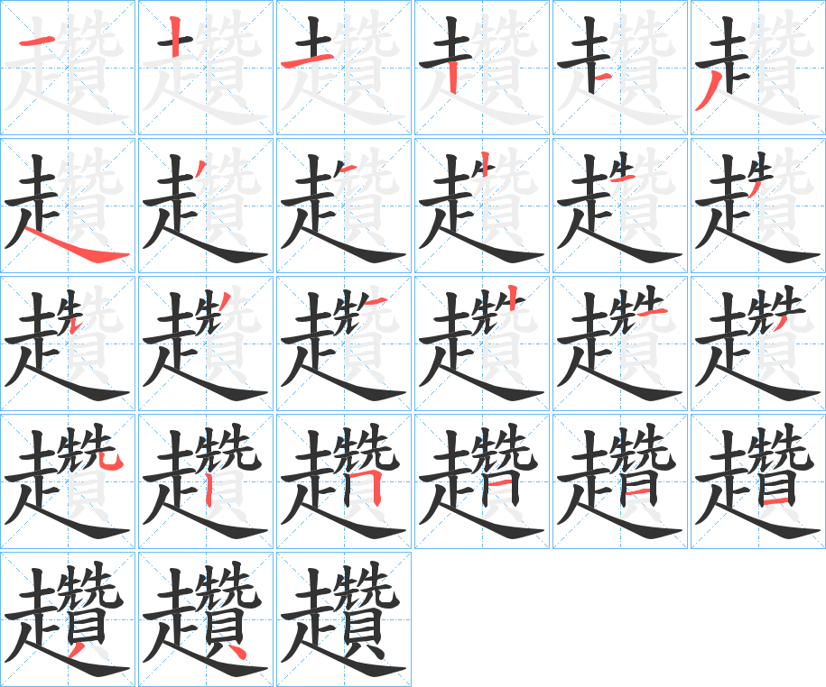 趲字筆畫寫法